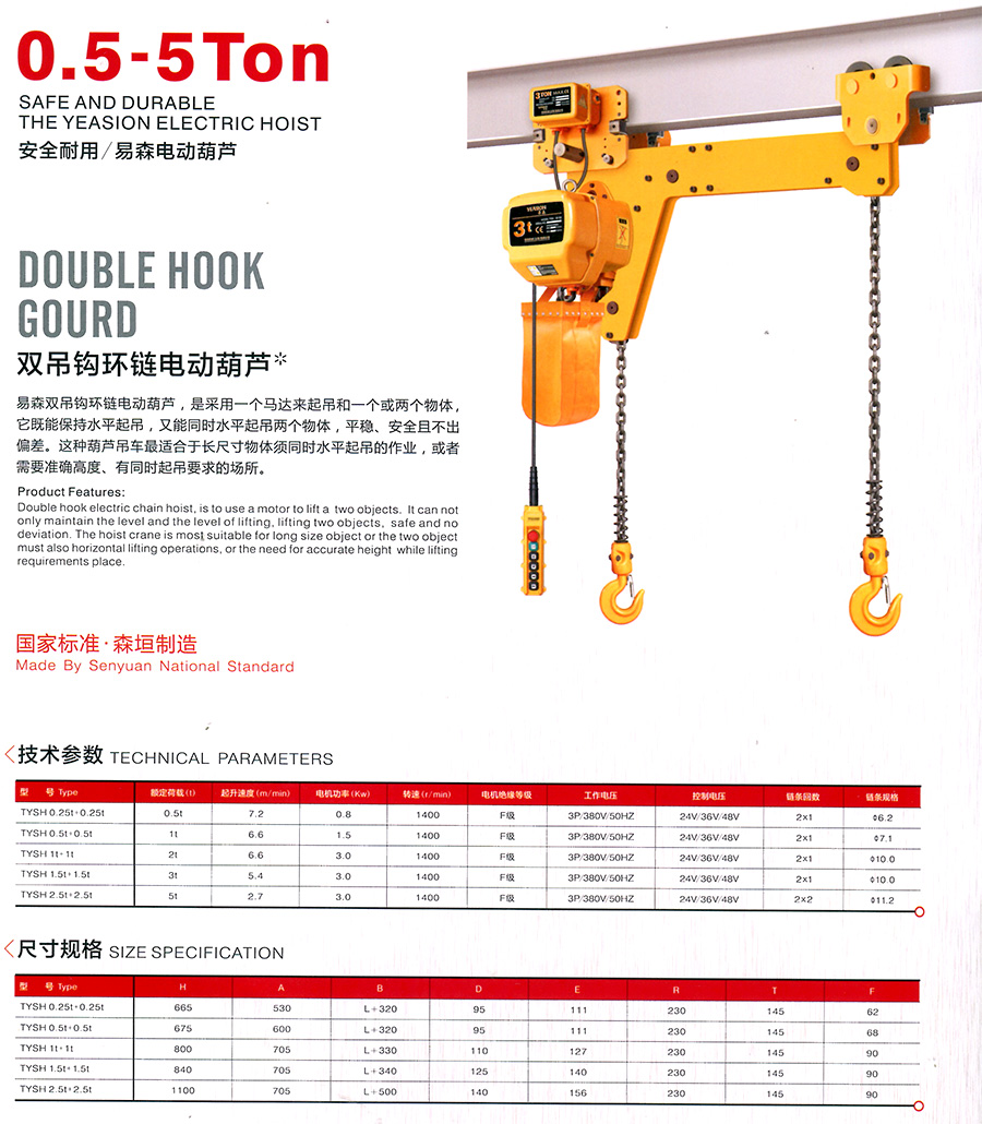 0.5-5T雙吊鉤環(huán)鏈葫蘆--