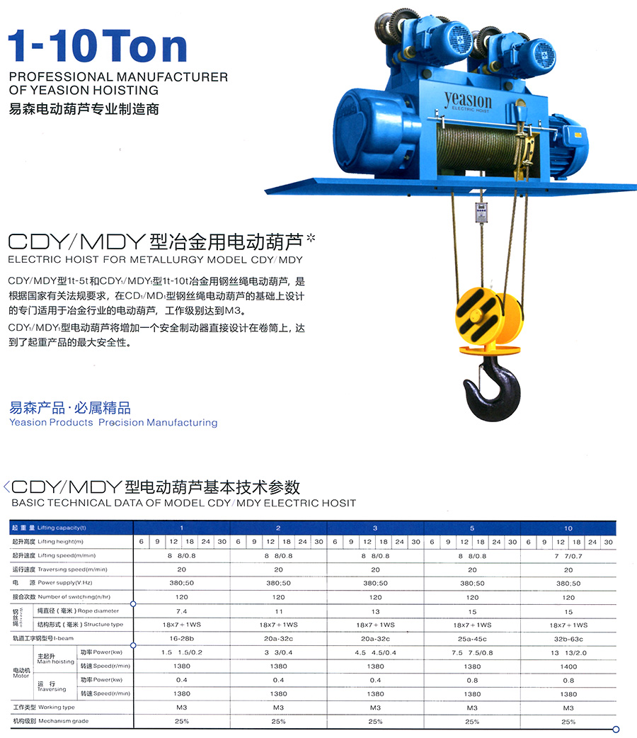 CDY、MDY型冶金電動葫蘆--
